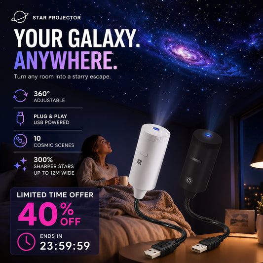 🌃 Nem kell kábelekkel és bonyolult beállításokkal bajlódnod az esti csillagokhoz! Plug-and-Play HD csillagvetítő