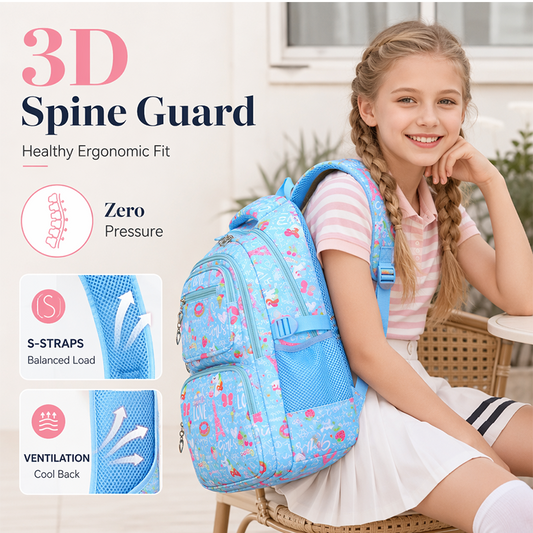🎒✨Aranyos, sok zsebű iskolatáska kislányoknak🦄