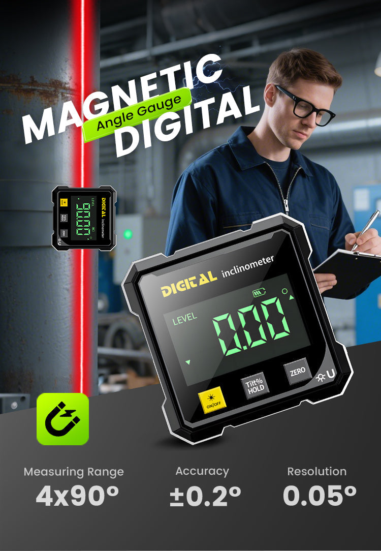 📐4 stranný magnetický digitálny uhlomer s laserom