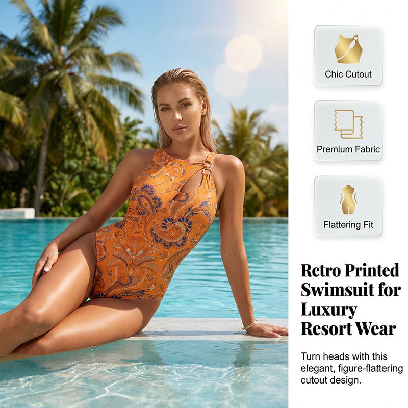 🩱 Klasszikus retro stílust kedvelsz a strandon? ⛱️ Női fürdőruha retro mintával és vállpántokkal