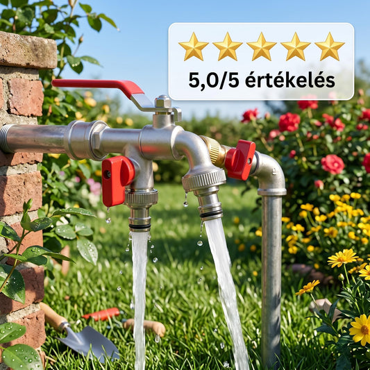 🔥🚰Univerzális rozsdamentes acélból készült dupla kimeneti kerti vízcsaptelep