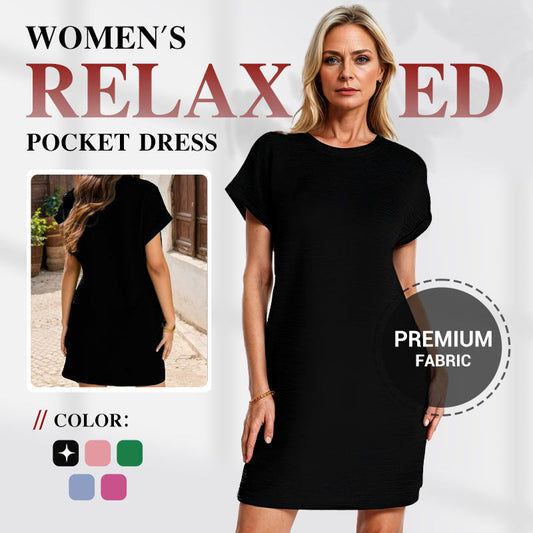 【S-2XL】😍Női ruha laza szabással, feltekert ujjakkal és zsebekkel
