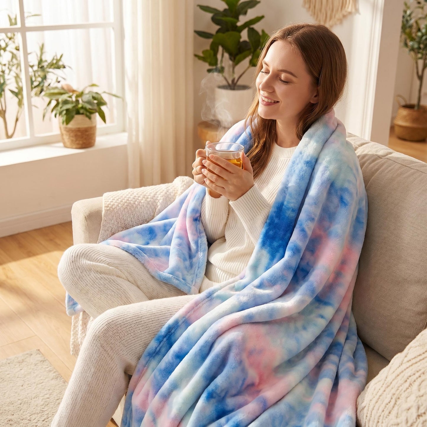 ☁️ Cozy up with this lovely blanket! Ultra-Soft Tie-Dye Plush Throw Blanket