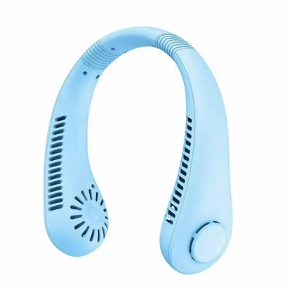 Hordozható mini nyakventilátor, USB-ről tölthető, kézmentes, lapát nélküli, 3 sebességfokozatú, erős légáramlás