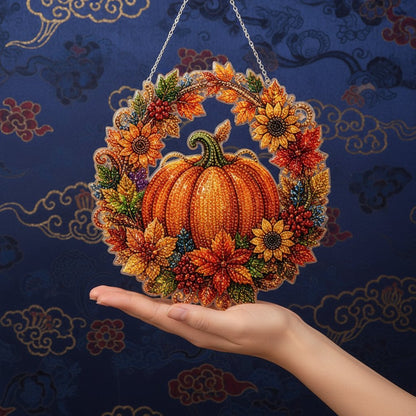 😩 Keresel kreatív otthoni programot az őszre, ami díszként is használható? 🎃 Tökös koszorú gyémántfestéssel – teljes DIY-készlet