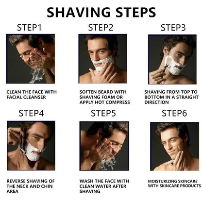 🧔 Férfi borotvapótló készlet + ingyenes tartóUltraéles rozsdamentes acél pengék, tökéletesen sima borotválkozás ✨