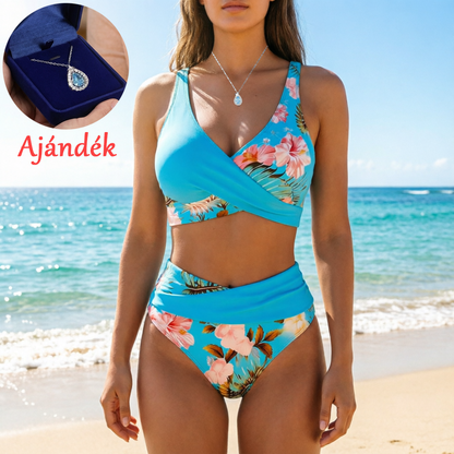 🌸🌿 Női virágmintás, magas derekú bikini szett (EU S-XL) 🌊👙