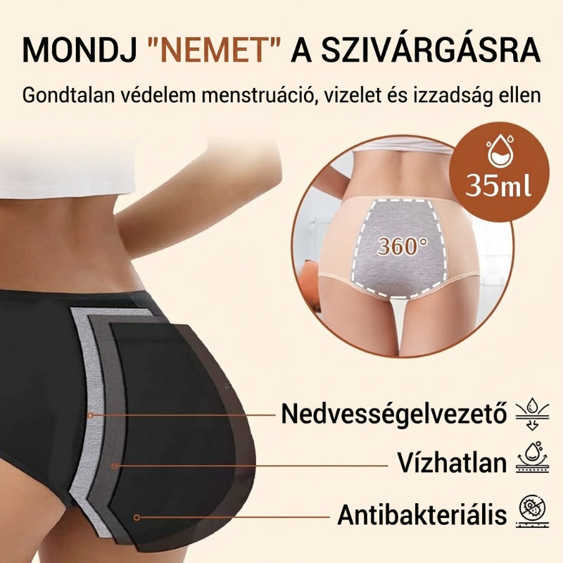 💞 2026 magas derekú szivárgásmentes bugyi | Kényelmes, biztonságos – Utánvét ✨