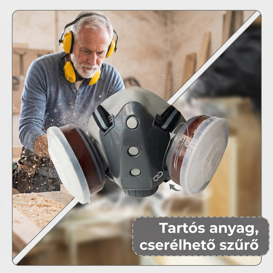 🔥 Aktív szén porvédő dupla tartályú gázálarc 🥽🌬️