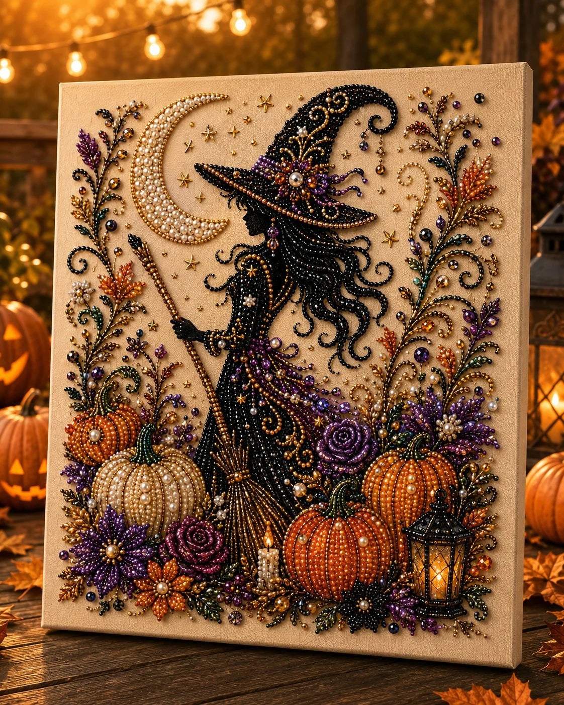 🎃 Halloween gyöngyös kézműves készlet – Nincs szükség festési ismeretekre, csak illeszd össze és helyezd el a gyöngyöket.