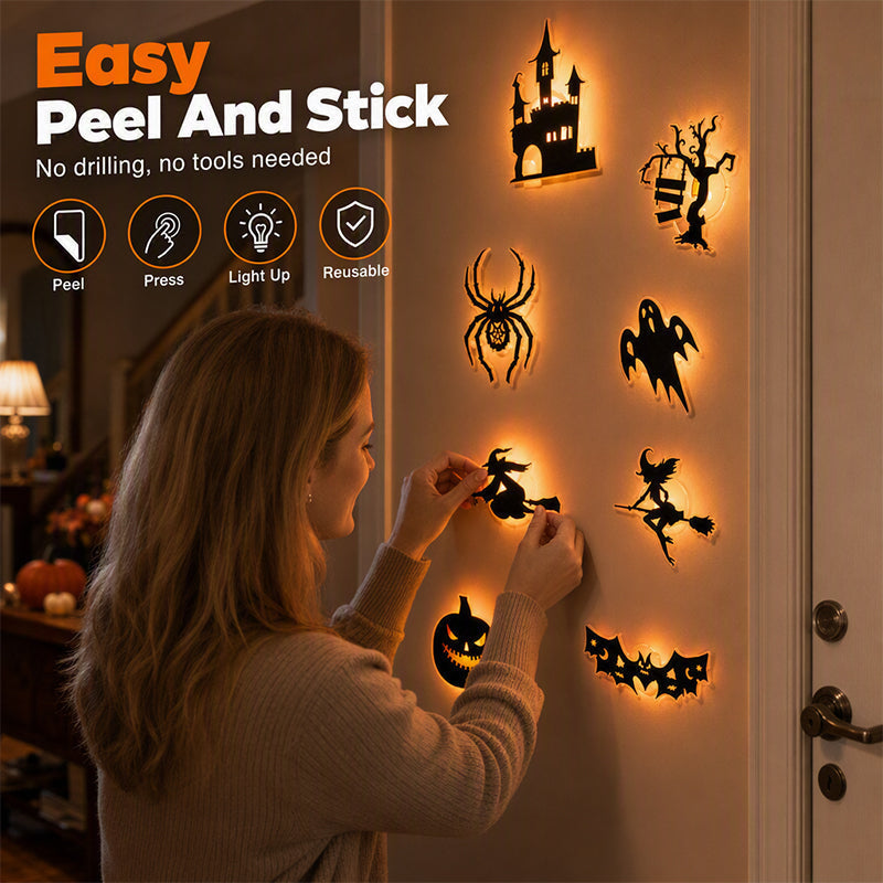 Halloweenské nálepky na stenu, ktoré svietia v tme