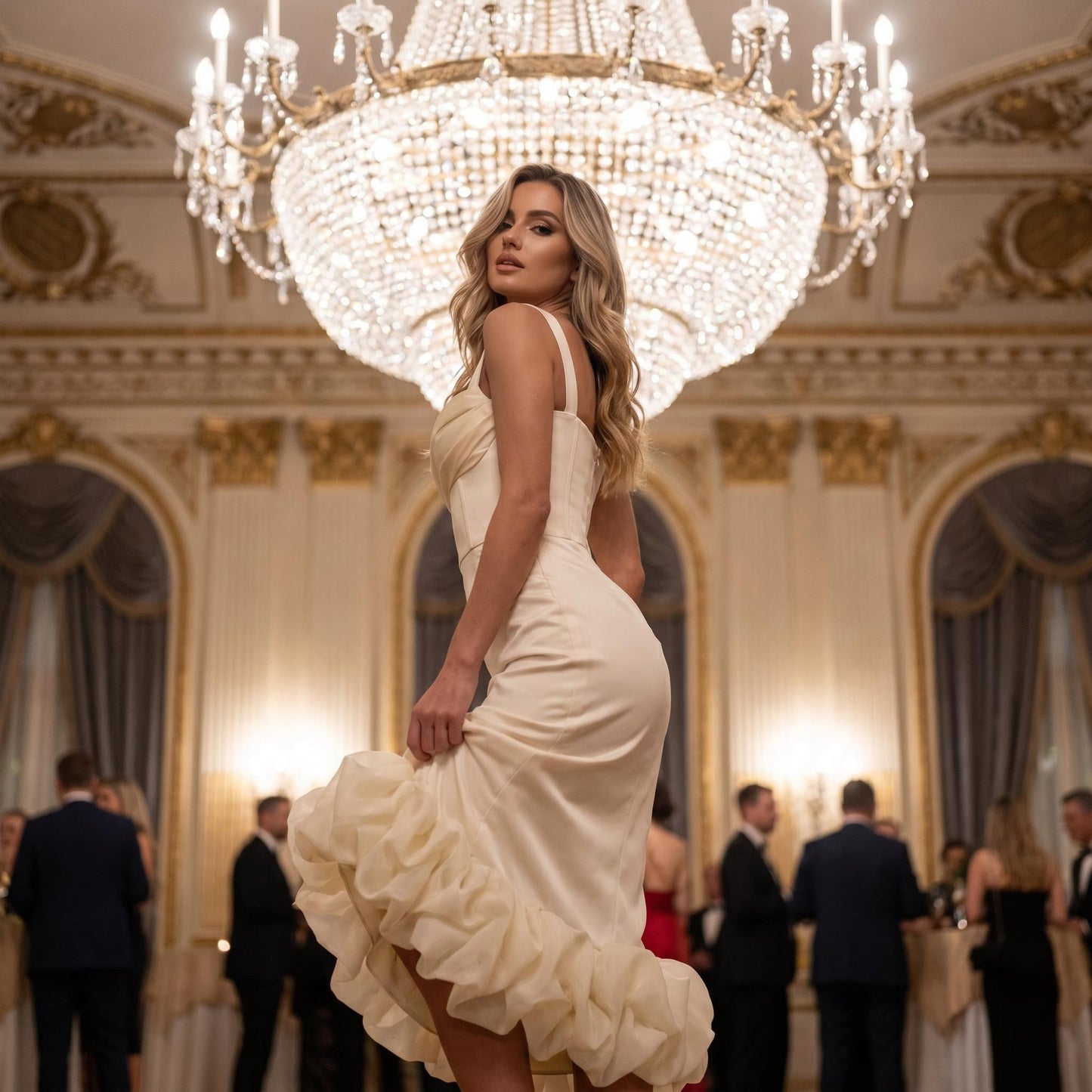 🥰 Keresel egy lenyűgöző nőies ruhát különleges alkalmakra? 👗 Vállpánt nélküli, fodros, sellőfazonú ruha