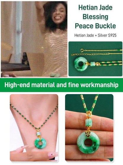 🧿✨ Hetian jade áldás „béke csat” medál – szerencse és harmónia