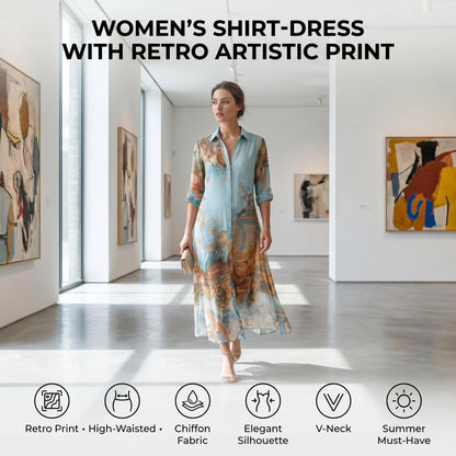 🥰 Elegáns, nőies hosszú ruhát keresel különleges alkalmakra? 👗 Elegáns, retro mintás női maxi ruha