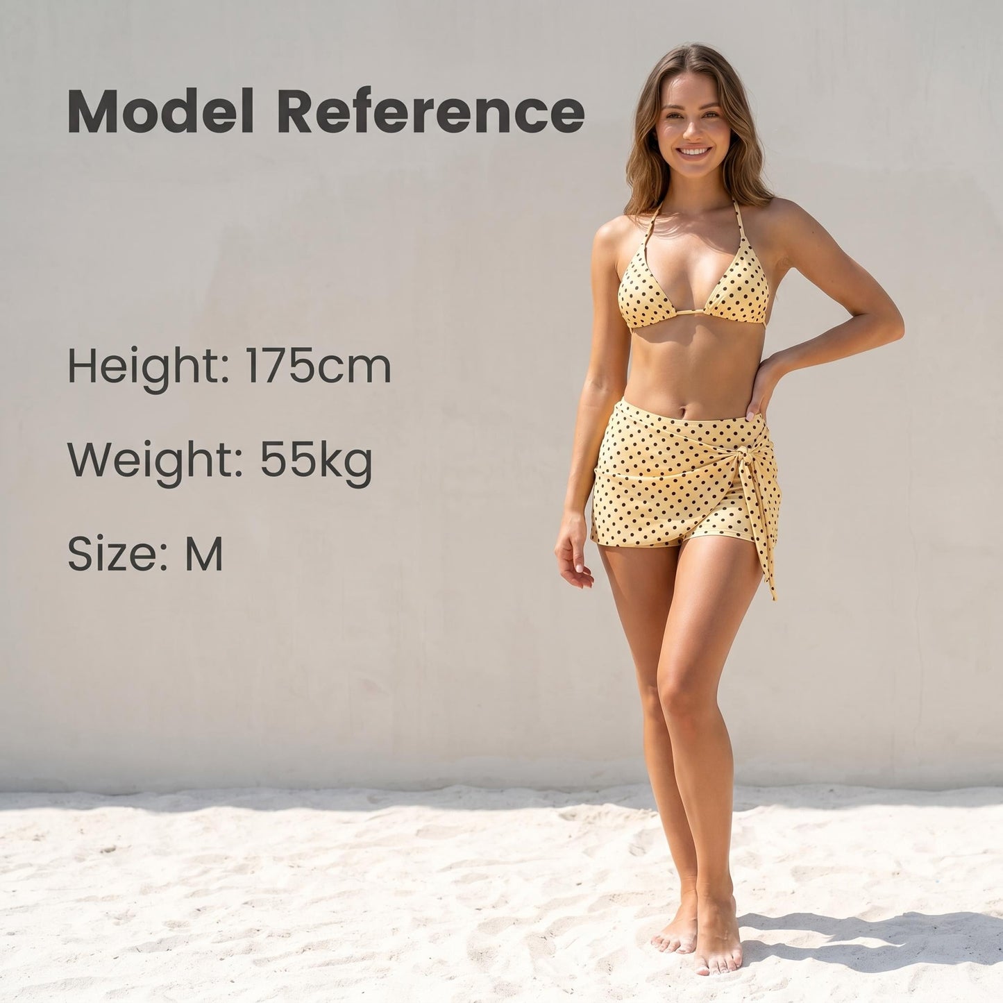 ✨Keresel stílusos nyári fürdőruhát a strandra? 🌊 Pöttyös, oldalt megkötős háromszög alakú bikini alsó – 3 részes szett