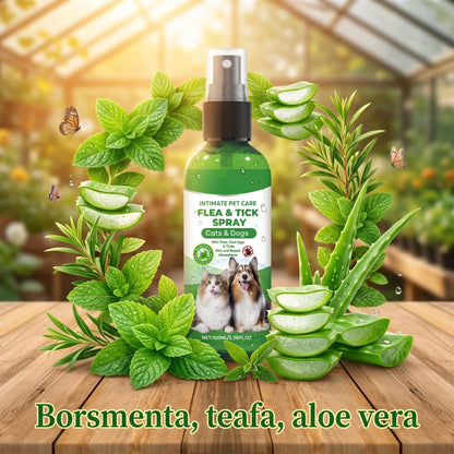 Természetes bolha- és kullancsriasztó spray kutyáknak és macskáknak