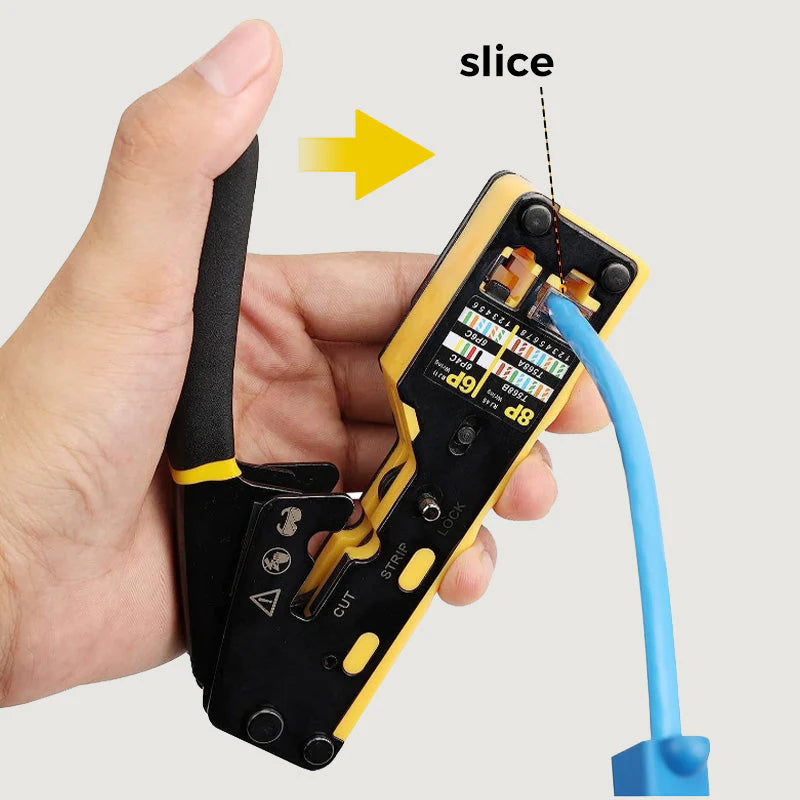 🔥✂️ Többfunkciós hálózati krimpelőfogó – Vágás, csupaszítás és préselés egy kéziszerszámmal 🌐✨