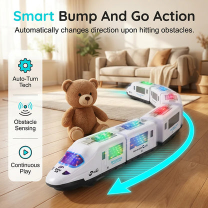 🔥Világító és zenélő elektromos játékvonat
