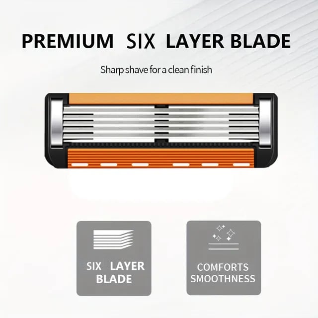 🧔 Férfi borotvapótló készlet + ingyenes tartóUltraéles rozsdamentes acél pengék, tökéletesen sima borotválkozás ✨