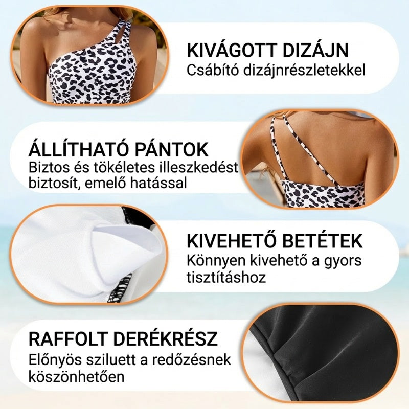🥰 Egyedi, nőies fürdőruhát keresel a tengerparti nyárhoz? 🔥 S-2XL 🍀 Női Egyvállas Egyrészes Fürdőruha 🏖️👙