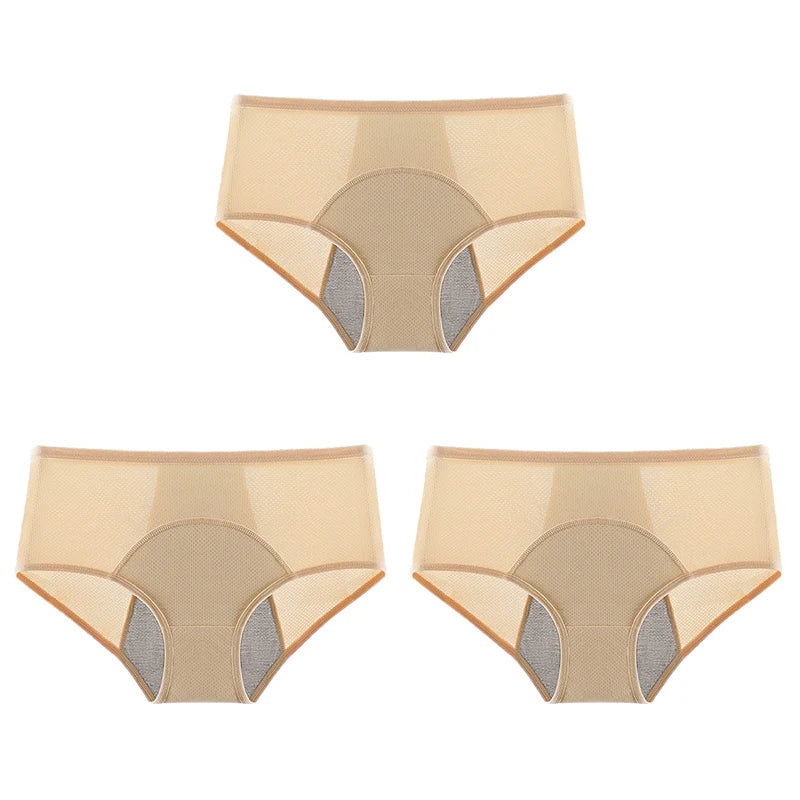 3-Piece Set 🔥🍃 High-waisted sanitary panties with leak protection front and back, effectively preventing side leakage