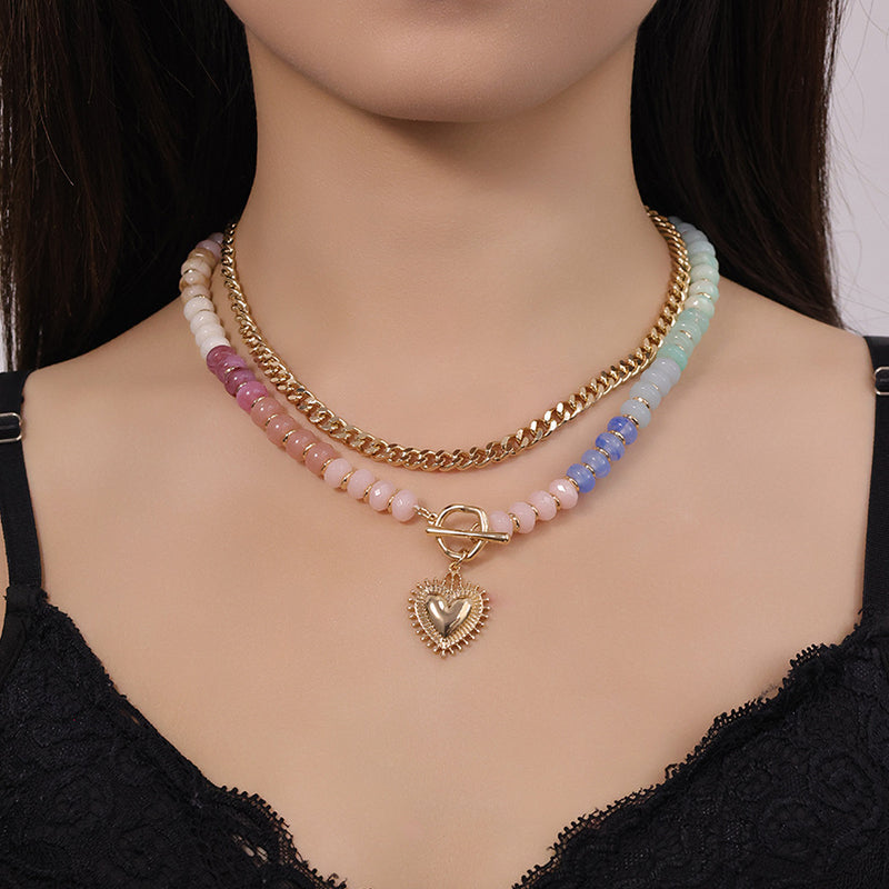 🌈Boho stílusú szivárvány nyaklánc gyöngyökkel és lánccal✨Lélegzetelállító bohó stílusú ékszer, ami feldobja minden szetted!