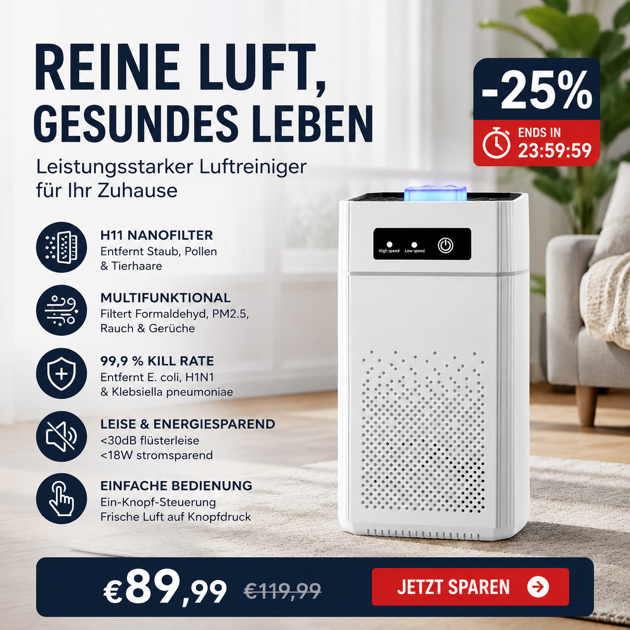Légtisztító otthoni használatra
