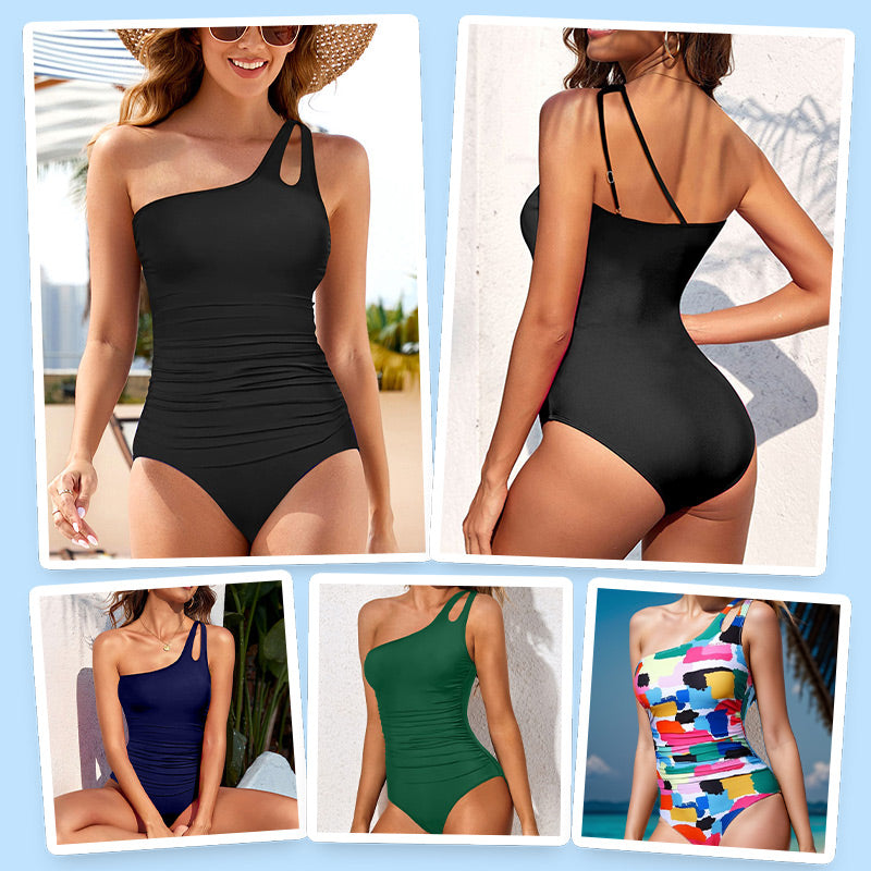 🥰 Egyedi, nőies fürdőruhát keresel a tengerparti nyárhoz? 🔥 S-2XL 🍀 Női Egyvállas Egyrészes Fürdőruha 🏖️👙