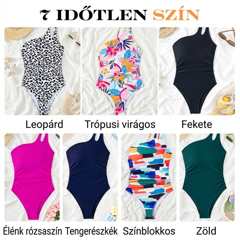 🥰 Egyedi, nőies fürdőruhát keresel a tengerparti nyárhoz? 🔥 S-2XL 🍀 Női Egyvállas Egyrészes Fürdőruha 🏖️👙
