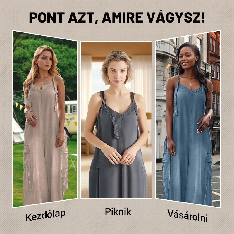 👖✨ Női laza, széles lábú overál zsebekkel – stílus és kényelem egyben
