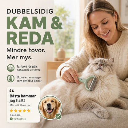 🐕 Kétoldalas szőrkefe háziállatok számára – Eltávolítja a szőrcsomókat és a kihullott szőrszálakat