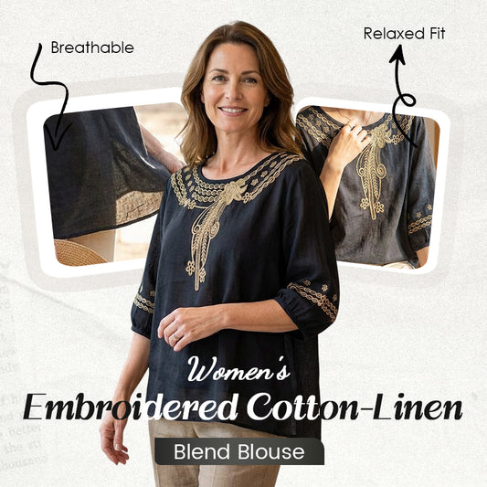 ✨Unod az egyszerű felsőket és keresel nőies ruhadarabot? 👚 Női, hímzett pamut-len keverékből készült blúz