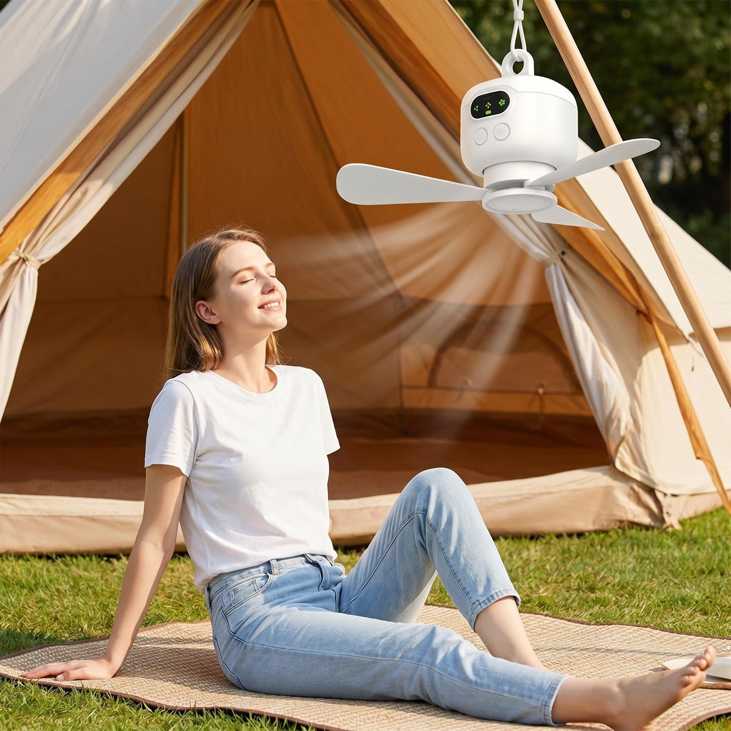 Újratölthető mennyezeti ventilátor LED-es világítással