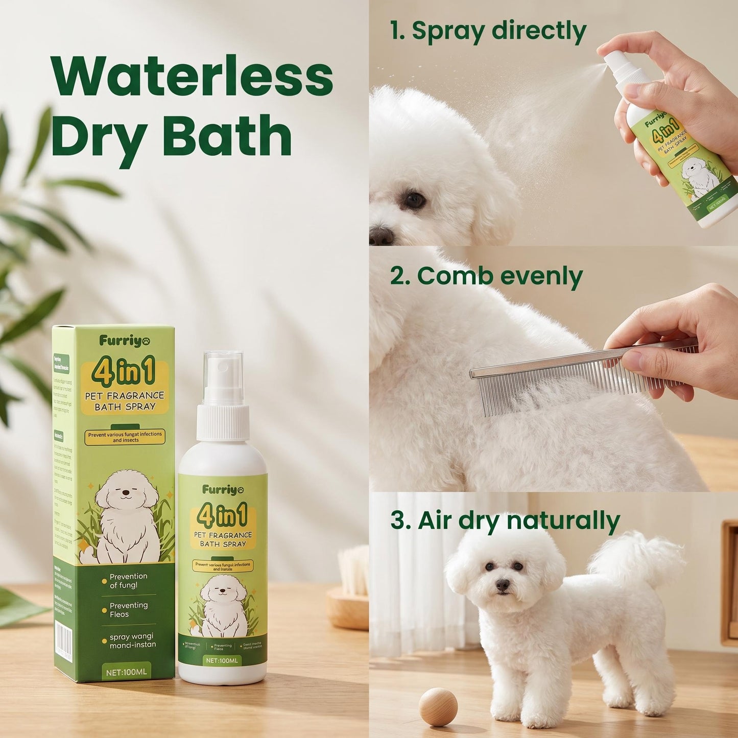 😩 Kutyád utálja a fürdetést, gyors frissítésre van szüksége séták után? 🐾 -Kutyafürdő-spray