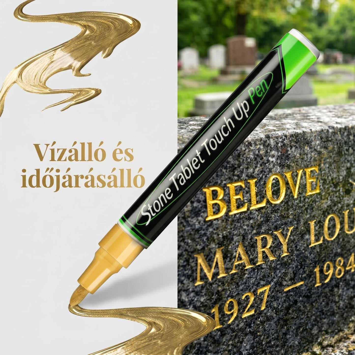 🐦Arany sírkő jelző a kifakult sírfeliratok helyreállításához🖌️