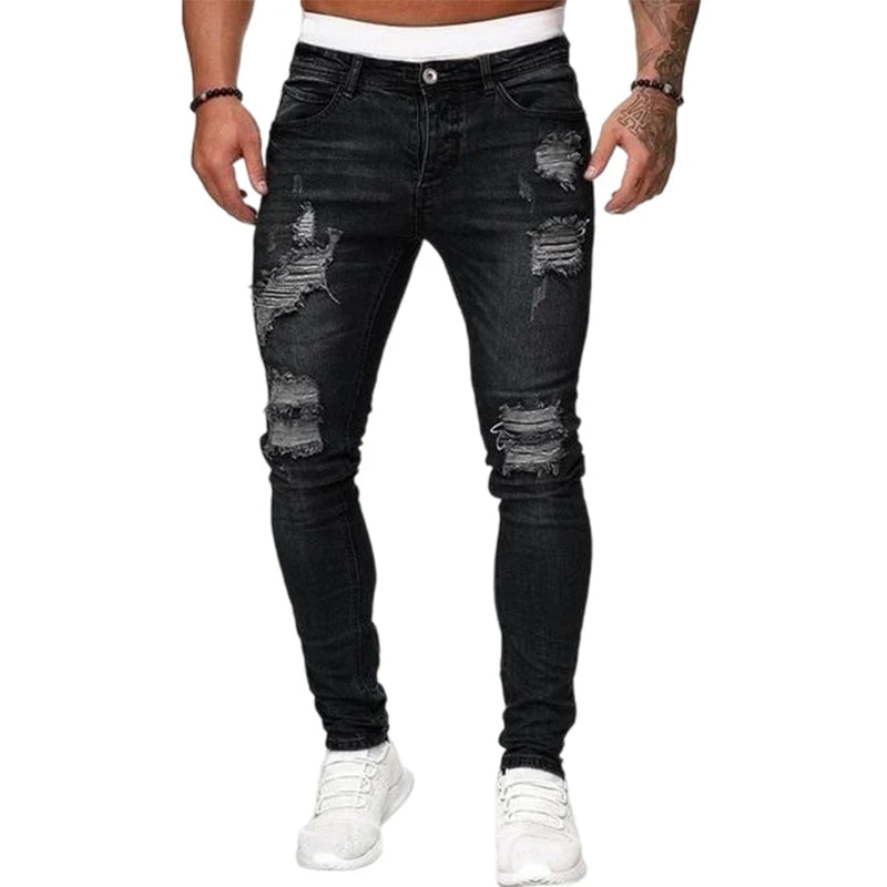 🔥🎁Új 50%-os KEDVEZMÉNY🔥Divatos férfi skinny farmer kopott hatással