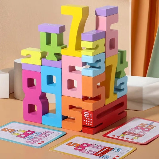 Drewniane klocki z cyframi Montessori (20 sztuk) | NUMBLOCK