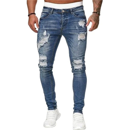 🔥🎁Új 50%-os KEDVEZMÉNY🔥Divatos férfi skinny farmer kopott hatással