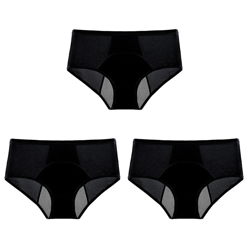 3-Piece Set 🔥🍃 High-waisted sanitary panties with leak protection front and back, effectively preventing side leakage