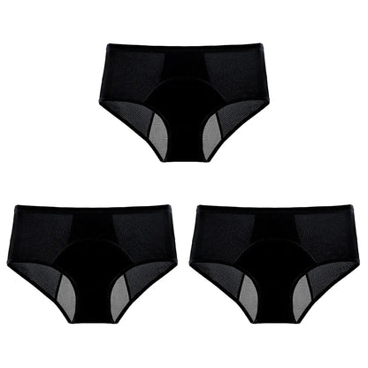 3-Piece Set 🔥🍃 High-waisted sanitary panties with leak protection front and back, effectively preventing side leakage