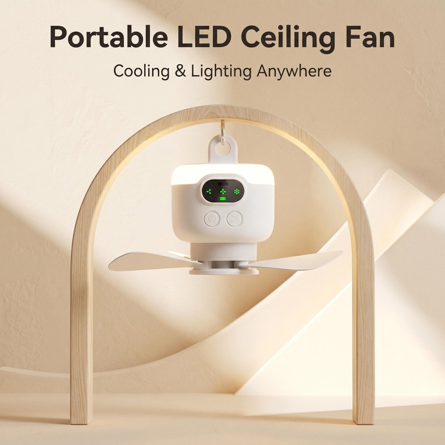 Újratölthető mennyezeti ventilátor LED-es világítással