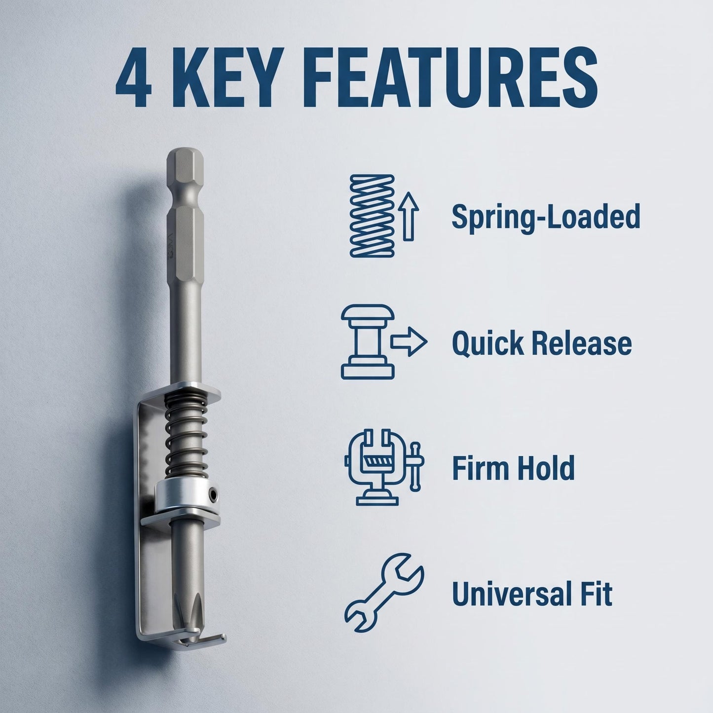 🔧 Praktikus tárolás és könnyű használat Rugós csavarhúzó-tartó, széles körű kompatibilitás