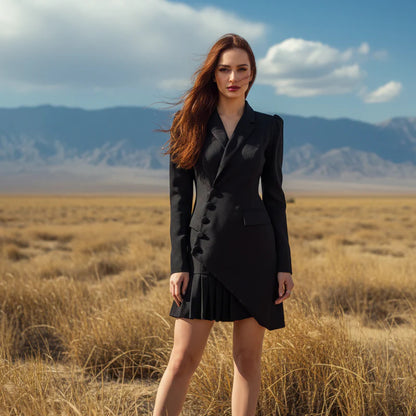 👗✨ Gombos mini blézerruha redős szegéllyel – elegancia és trendi stílus egyben