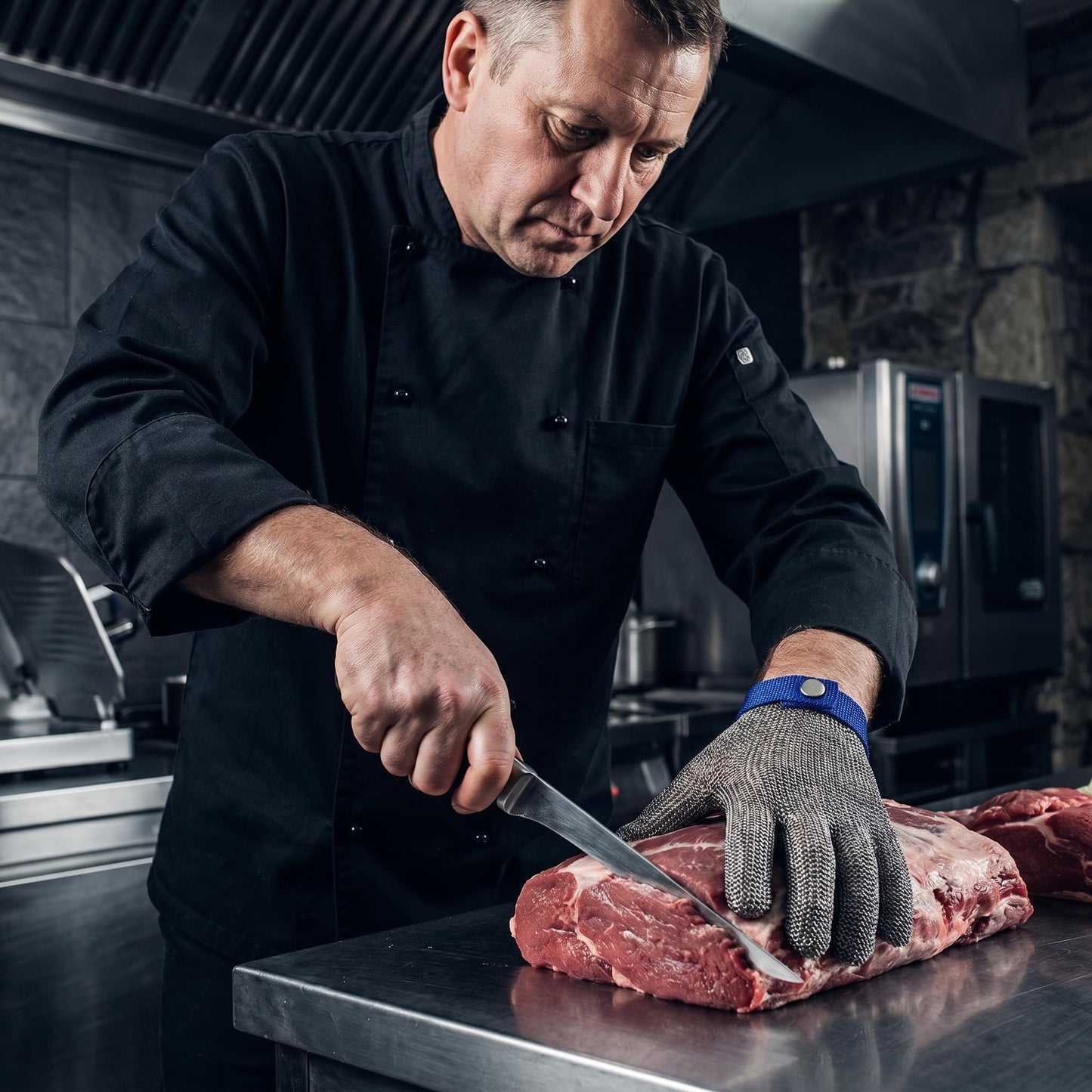 🥩 Vágás közben félsz, hogy megvágod a kezed? Most teljesen biztonságosan dolgozhatsz! ⏳ Élelmiszeripari minőségű rozsdamentes acél hálós fémkesztyű