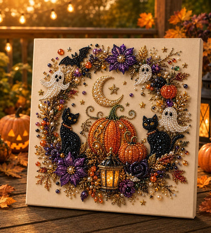 🎃 Halloween gyöngyös kézműves készlet – Nincs szükség festési ismeretekre, csak illeszd össze és helyezd el a gyöngyöket.