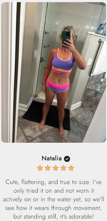 🔥🎁Újdonság: 50% KEDVEZMÉNY🔥🌼 Háromrészes, színes blokkos nylon sportbikini – magas derékvonal, amely karcsúsító hatást kölcsönöz a hasnak 👙