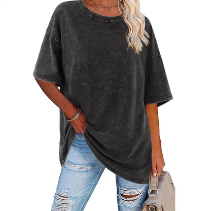 Női, mosott, vintage stílusú, oversize póló