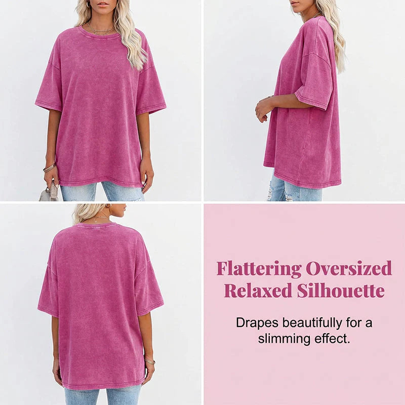 Női, mosott, vintage stílusú, oversize póló