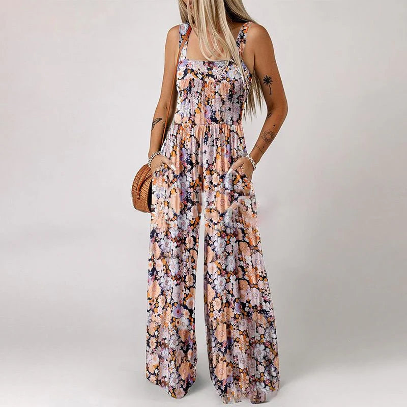 👗✨ Női nyomtatott mintás, ujjatlan overall – könnyed és stílusos választás