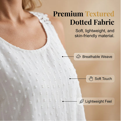 👚 Szeretnél nőies és stílusos megjelenést egyetlen felsővel? Elegáns, pöttyös csipkés pántos ujjatlan top
